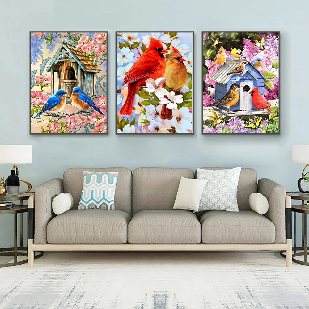 Diamond Painting Flower Bird 5D DIY AB Drill Round Diamond Embroidery Cross Stitch Kit Rhinestone Mosaic Art Home Decor diamond painting
