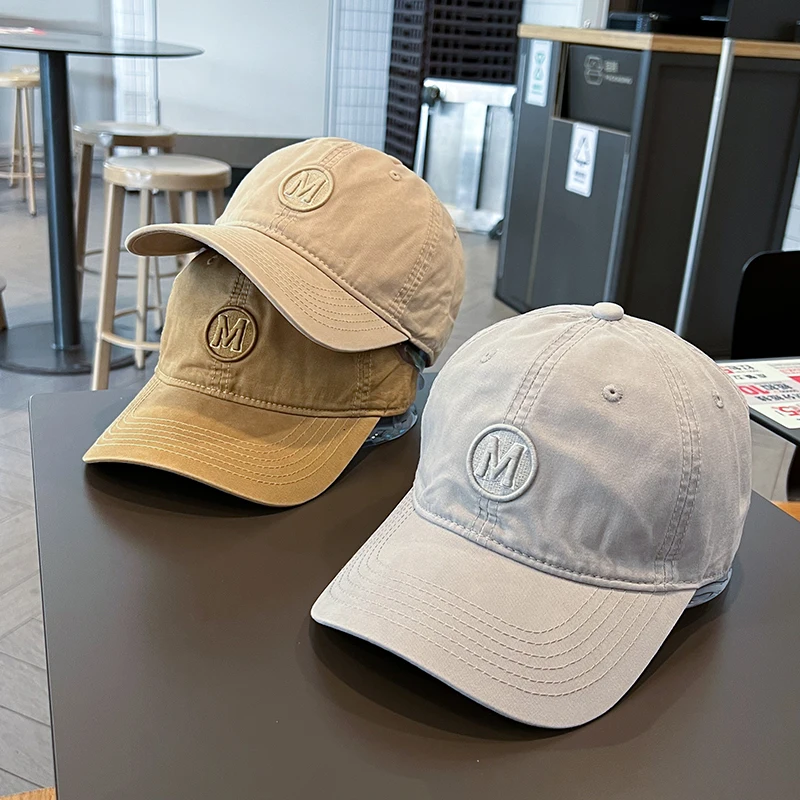 

Round Label Men's New Peaked Cap Soft Top Japanese Leisure Four Seasons Sun Hat Women's Baseball Cap