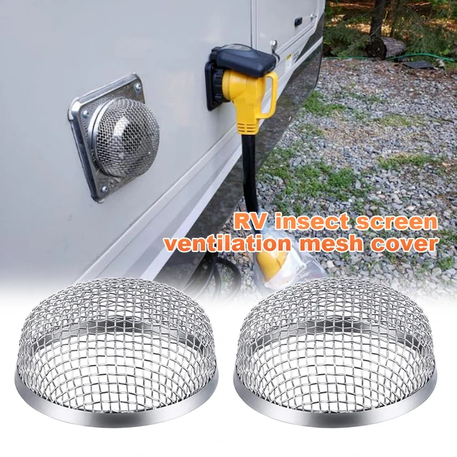 RV Vent Mesh Cover Set - Stainless Steel Screens For Furnace & Fridge Vents, Includes Installation Tool