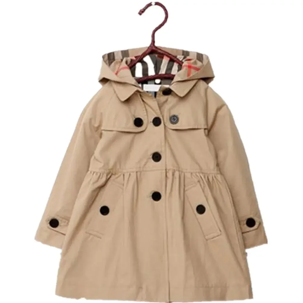 Children Girls Sweatshirt Spring Autumn Birthday Present Long Style Hooded Coat for Girl Kids Jacket Red Windbreaker Coat