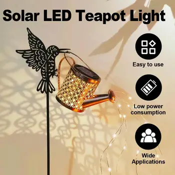 Led Solar Watering Can Light Waterproof Outdoor Walkway Iron Plug Chandelier Street Strip Hanging Lighting Lanscape Patio Lights 1
