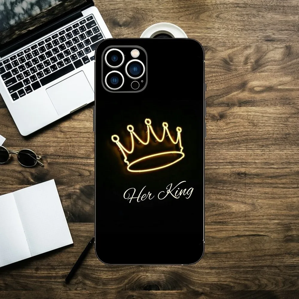 Cool King Queen WordArt  Phone Case For Apple iPhone 15,14,13,12,11,XS,XR,X,8,7,Pro,Max,Plus,mini Silicone Black Cover