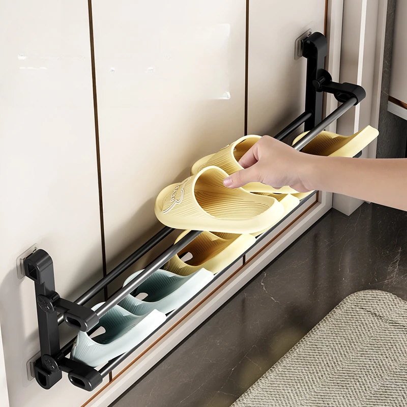 Hole-free Shoe Rack Behind The Door Wall-mounted Anti-theft Door Slipper Rack Small Multi-layer Household Shoe Rack Shoe Organizer