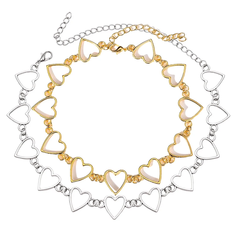 Women Jewelry Korean Hollow Heart Choker Necklace