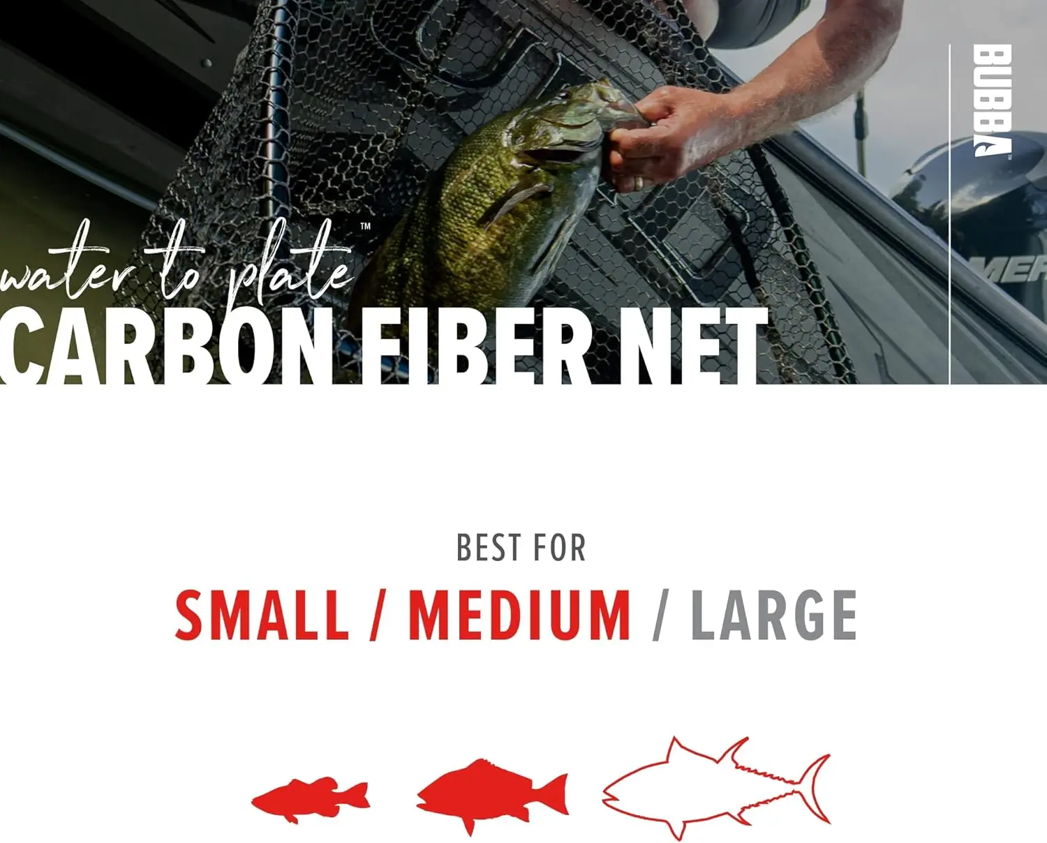 BUBBA Landing Nets with Corrosion Resistant Construction, Non-Slip Grip Handle and Carbon Fiber Shafts for Fishing, Angling, Boa