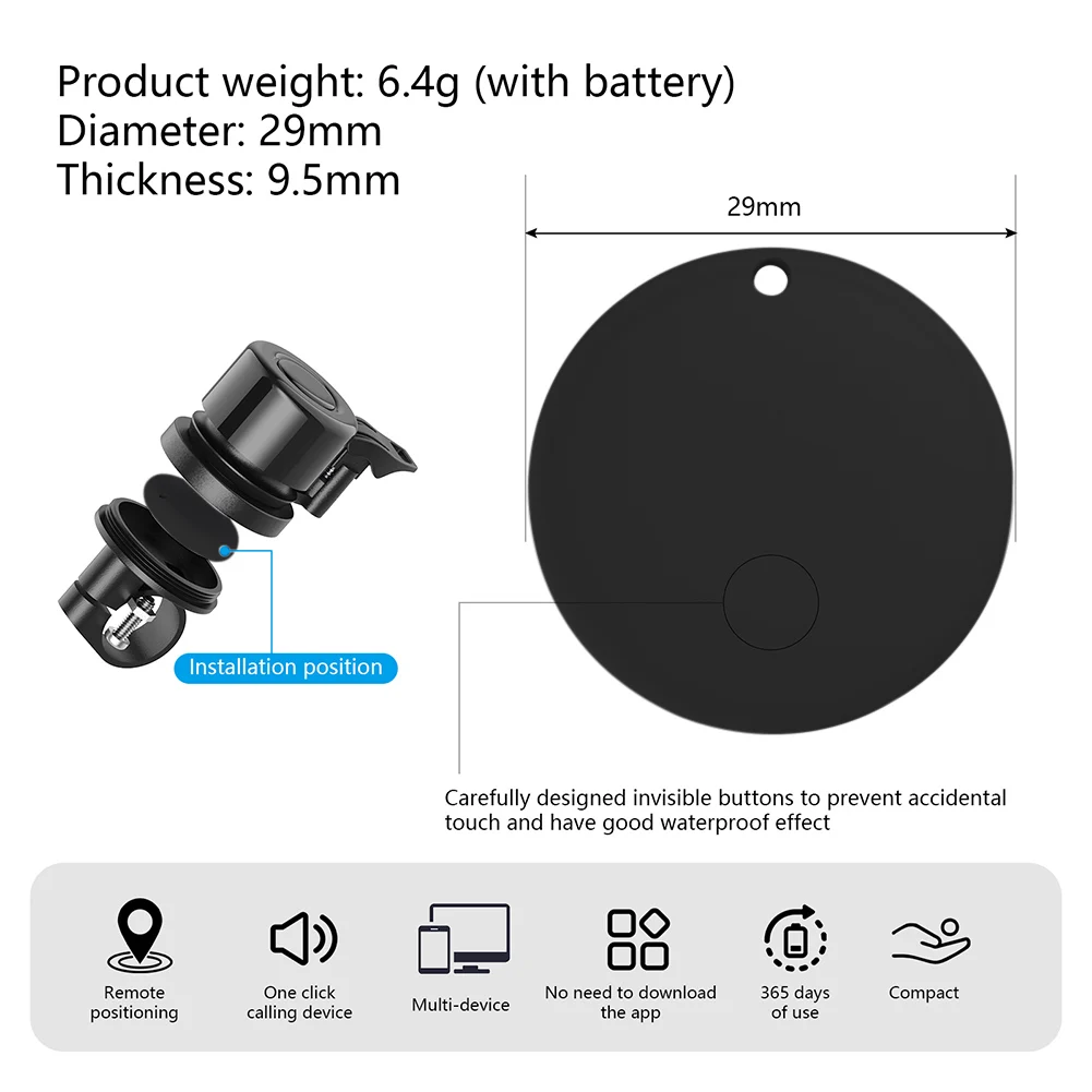 Bicycle Bell for Apple AirTag Bike Mount GPS Tracker Waterproof Bike Mount Bicycle Bell Anti-Theft Ring Accessories