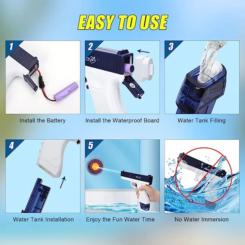 Water Gun Electric Glock Pistol Shooting Toy Full Automatic Summer Water Beach Toy Kids Boys Girls Adults