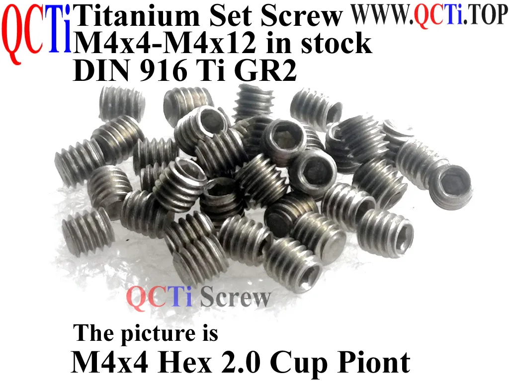 DIN 916 Titanium Set Screws M4x4 M4x5 M4x6 M4x8 M4x10 M4x12 Cup Point