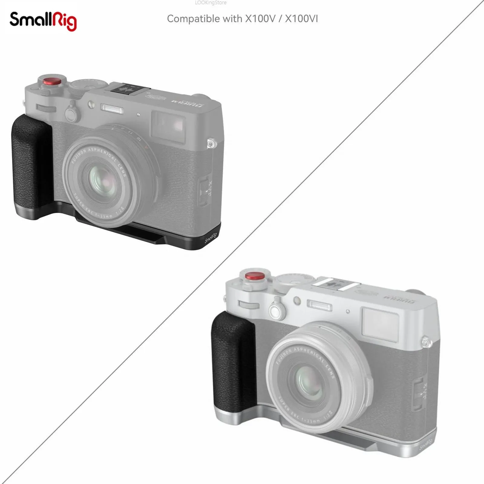 Smallrig Impugnatura A Forma Di L Per Fujifilm X100Vi / X100V Strumento Fotografico Accessori Per Fotocamere Argento/Nero 4555 4556