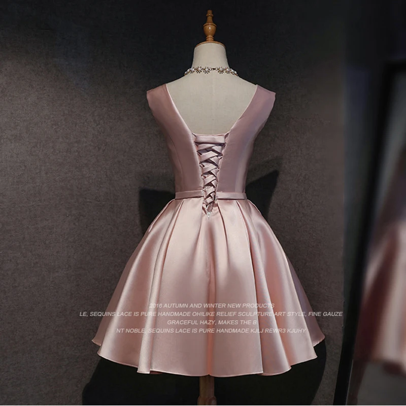 Women Elegant Satin Bridesmaid Dresses Knee Length Short Prom Cocktail Evening Party Dress Formal Occasion Vestido De Fiesta