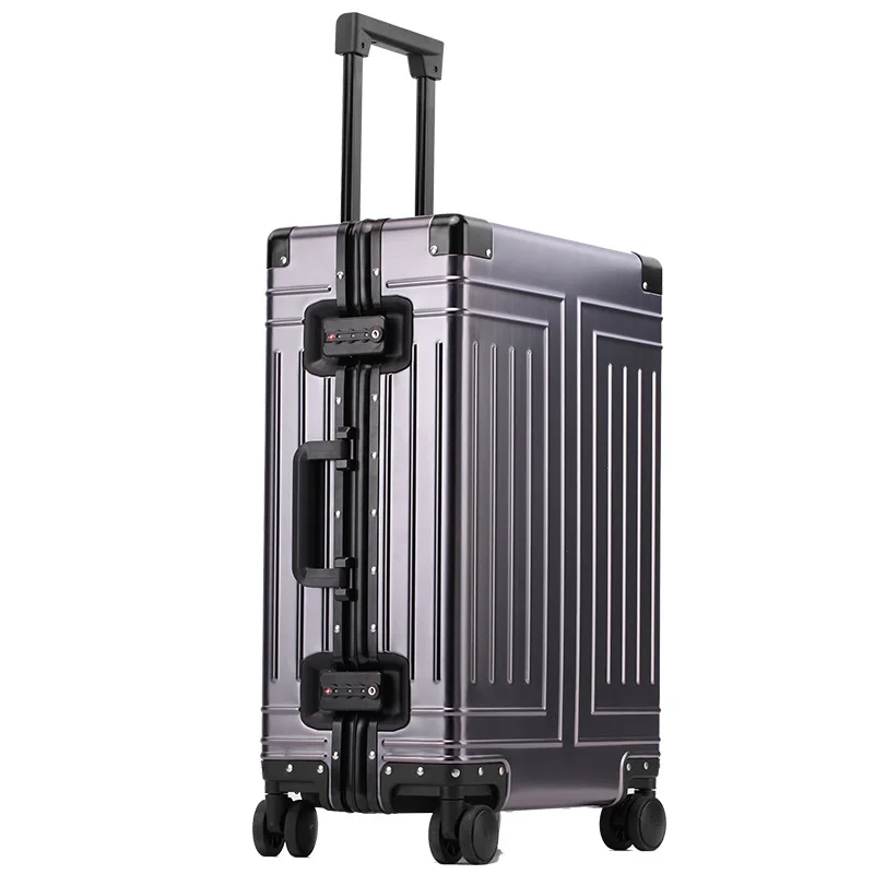 All-Aluminum Magnesium Alloy Luggage Trolley Case Frame Metal luxury Travel Suitcases Password Universal Wheel Boarding Bag luggage female suitcase mute universal wheel aluminum frame internet celebrity trolley case pc student male small boarding bag