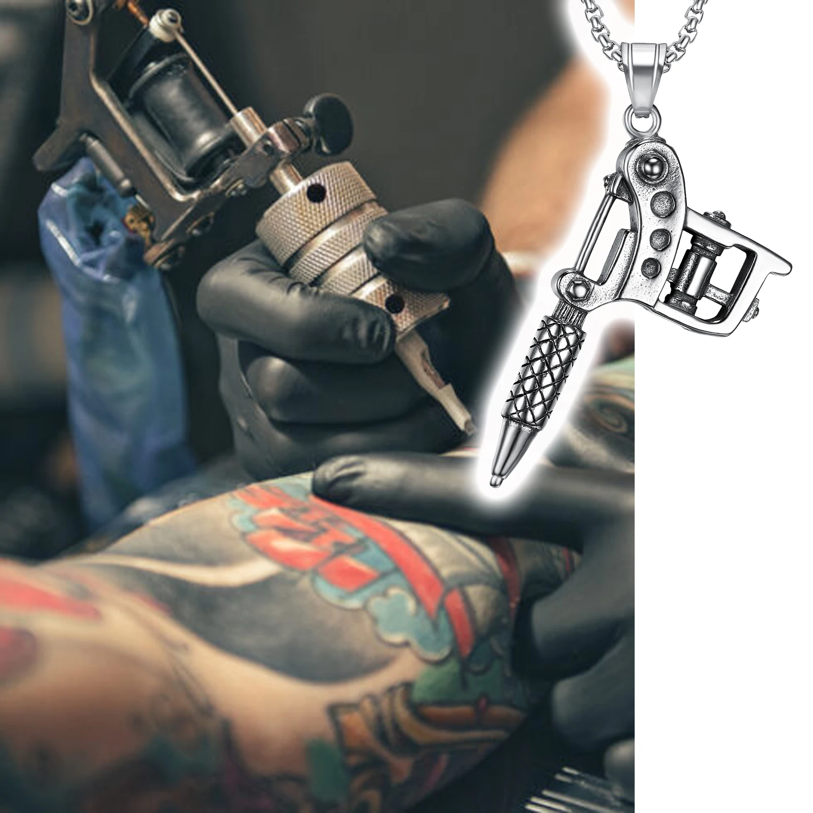 

Unisex Tattoo Machine Stainless Steel Pendant Necklace Vintage Tattoo Artist Fashion Jewelry Accessories Gifts