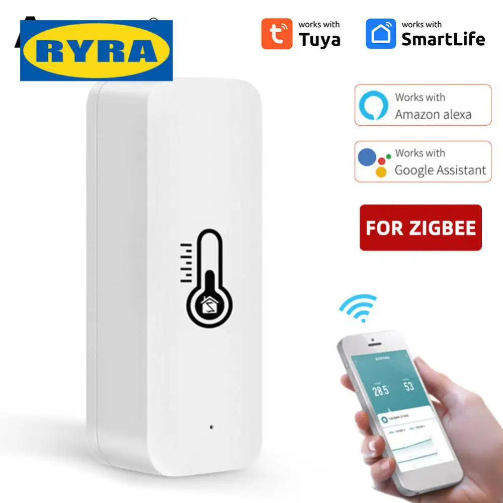 

Humidity Sensor Battery Powered White Smart Home Security Temperature Humidity Sensor Smart Life Tuya App 2*aaa Tuya