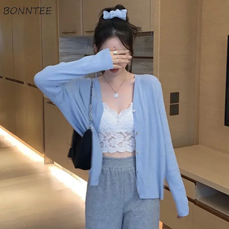 

4 Colors Jackets Women Sun-proof Thin Casual Knitted Loose Comfortable Tender Fashion New Arrivals Korean Style Chic Elegant Ins