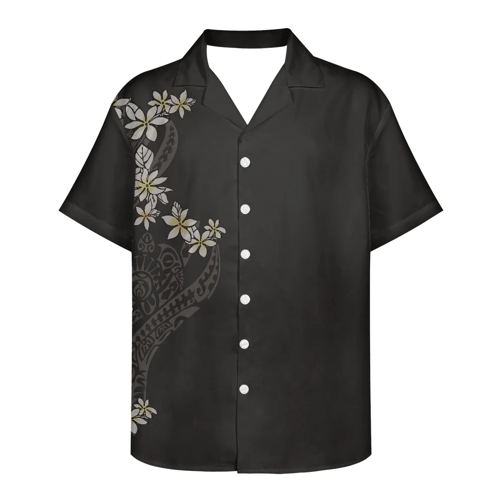 Summer Shirts Men Printed Hawaii Turtle Frangipani Print  Design Shirt For Men Summer Designer Own Logo Custom Button Down Shir