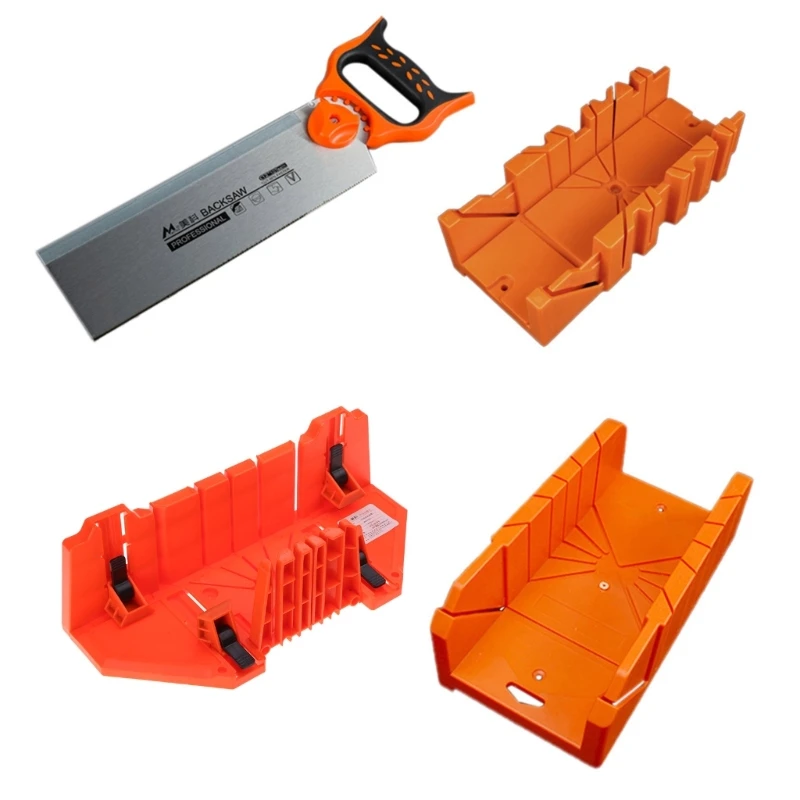 12/14" Adjustable Wood Miter Box Cutting Grip Back 0/22.5/45/90 Degrees Oblique Strip Woodworking Tool
