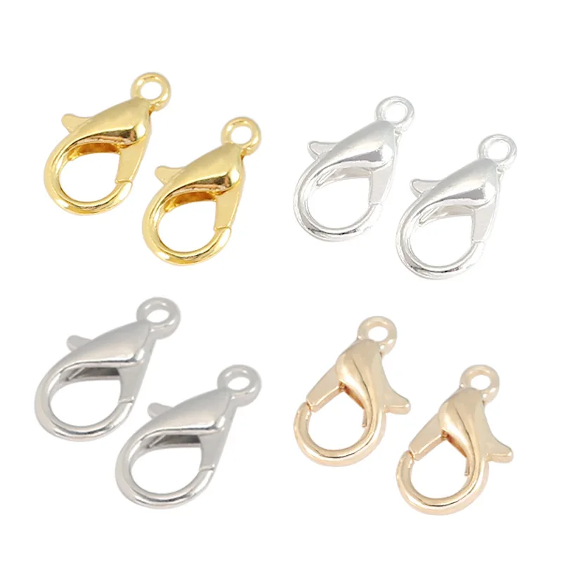 

10MM/12MM/14MM 7Colors Plated Fashion Jewelry Findings Alloy Lobster Clasp Hooks For Necklace&Bracelet Chain DIY