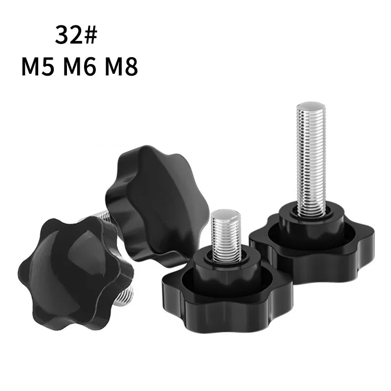 Plastic Star Knob Plum Handle Six-star Glue Head Manual Tightening Screws 32# M5 M6 M8 8mm to 70mm Bakelite