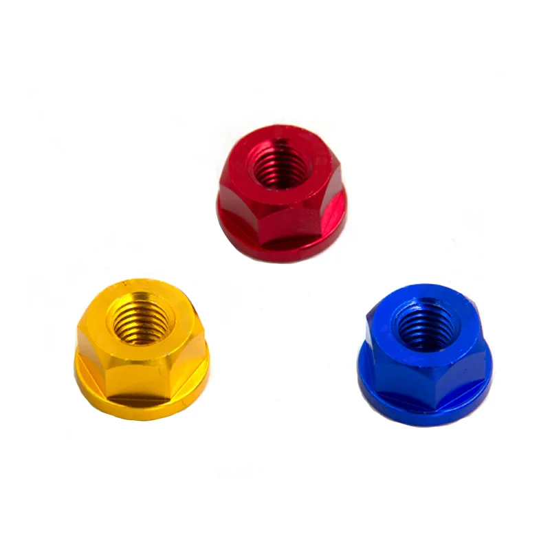 1PC M8 M10 Universal Motorcycle CNC Anodized Rear Axle Flange Screw Bolt Nylon Hex Insert Lock Nut Locknuts self-locking Nut