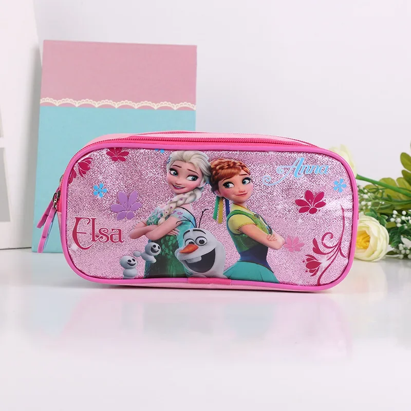 Sac à stylos de dessin animé Disney pour enfants, personnages périphériques College, sac à crayons en PVC pour étudiants, stockage de papeterie de grande capacité