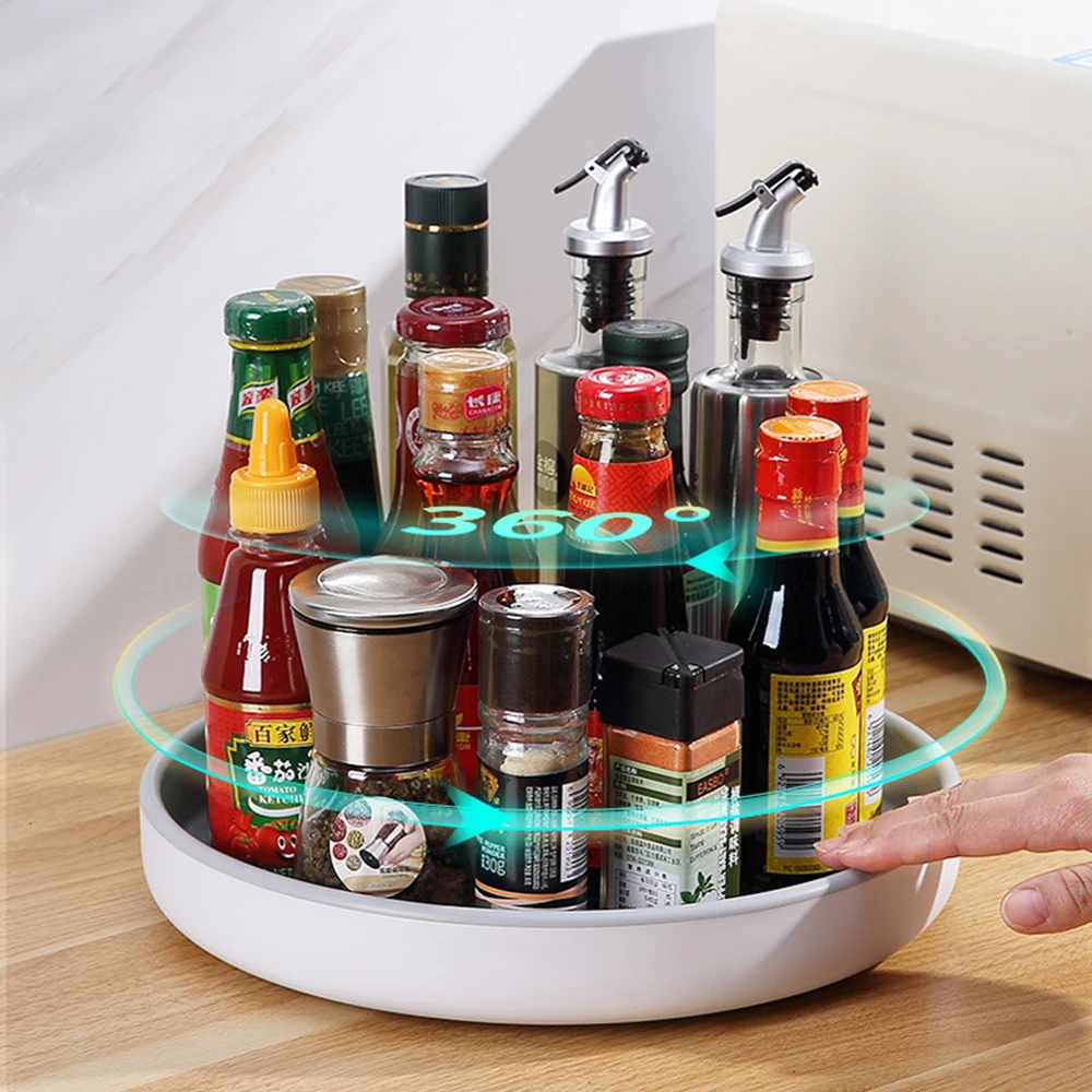

Rotating storage rack 360 Degree Rotating Cabinet Organizer Bathroom Cosmetic Turntable Storage Tray Non-Slip Spice Round Rack