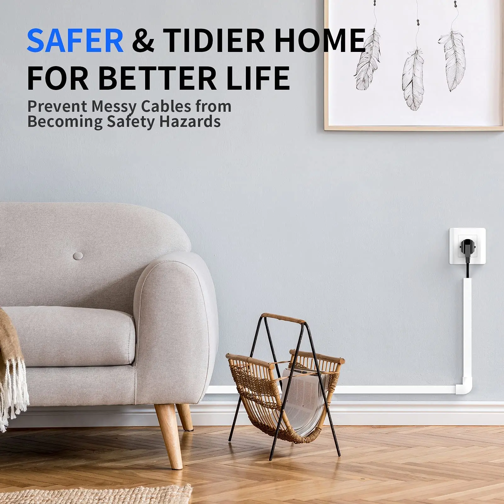 Cord Hider Cable Cover, Cord Covers for Wires on Wall, One-Cord Cable Hider, Wire Hider Wire Covers for Cords,
