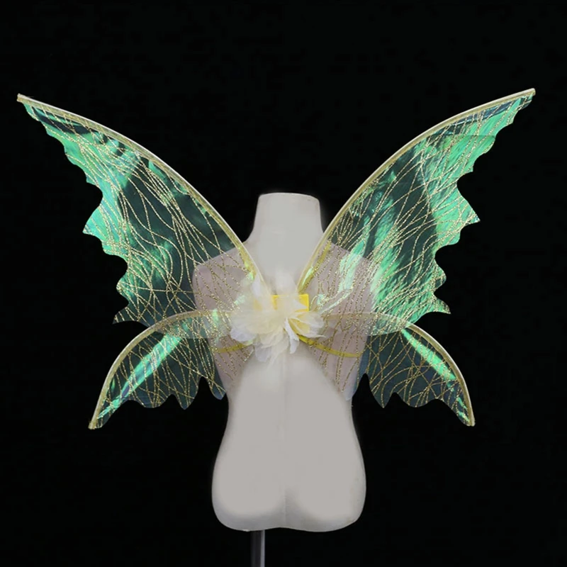 green emerald velvet dress Large Sparkly White Fairy Wings and Wand Set
