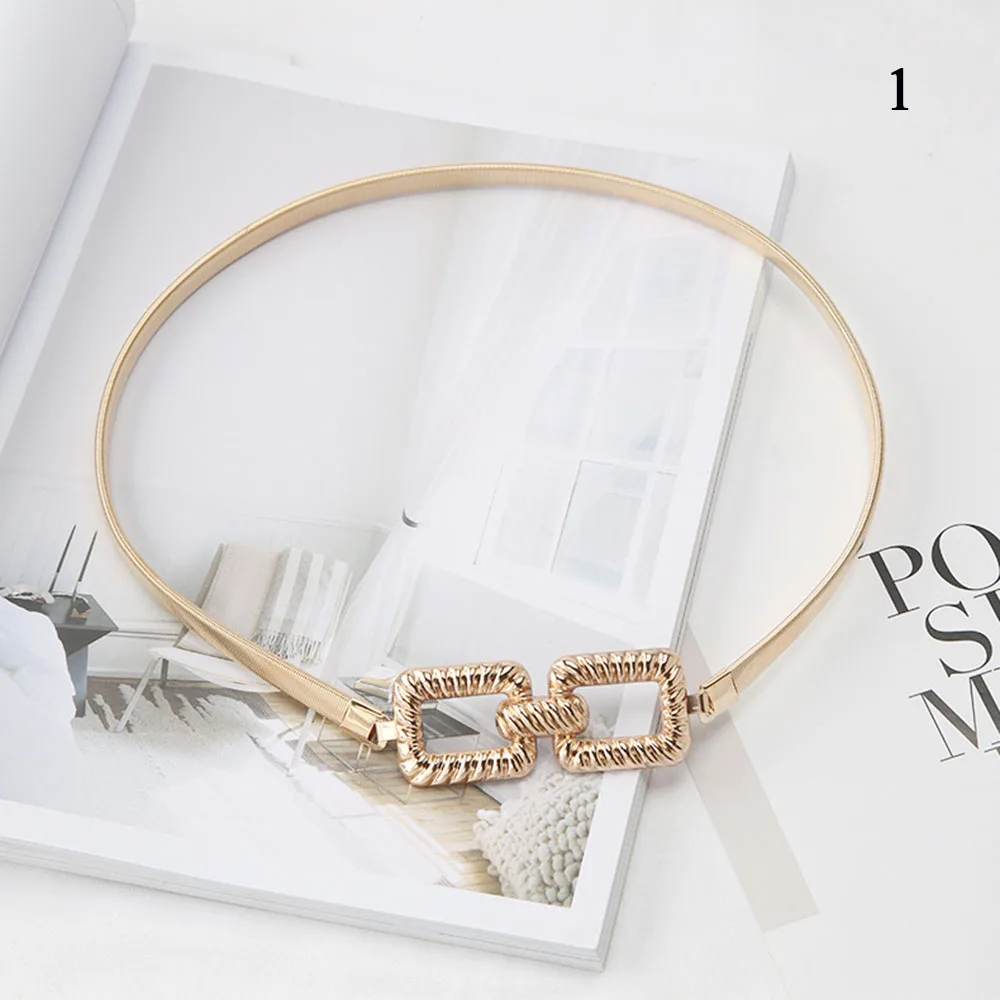 

Metal Elastic Gold Women's Belt Thin Chain Belt Ladies Dress Skinny Waistband Decorative Elastic Waist Chain Girdle For Dress