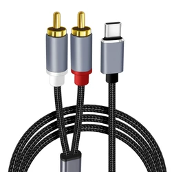 USB Type - C to Dual RCA Audio Adapter - High - Quality Stereo Sound Connector - 1m (3female to 6male)
