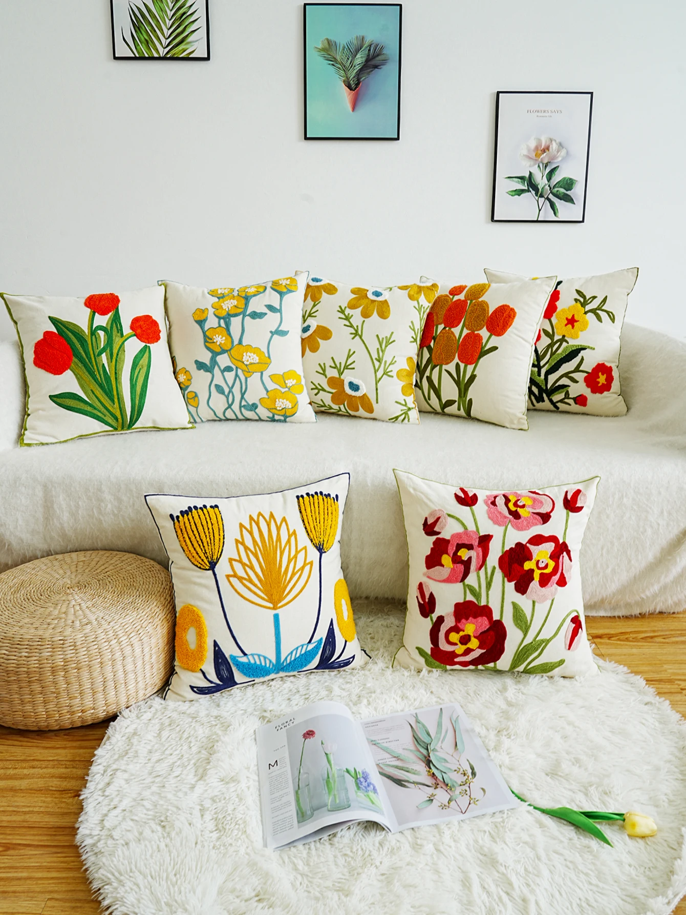 Flower plant pillow cover 1 piece