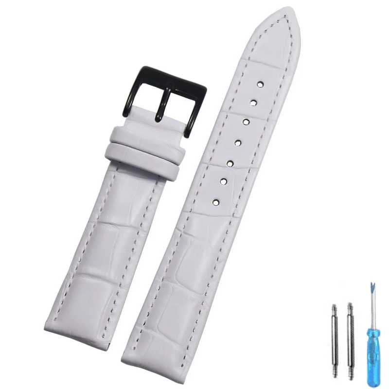 Premium Genuine Leather Watch Strap with Steel Buckle - Includes Tool