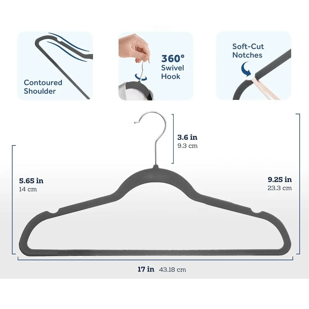 Heavy Duty Hangers Coats Pants Dress Non Slip Space Saving Felt Hanger Cloth Organizer Clothes Drying Rack Home Accessories 3
