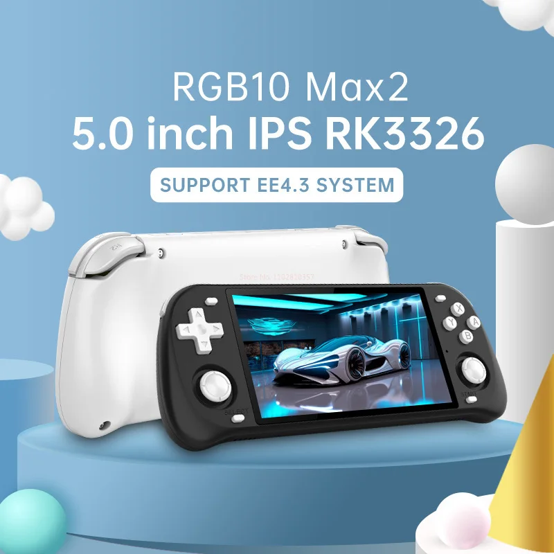 

Rgb10 Max2 Handheld Game Console 5.0-Inch Ips High Definition Large Screenretro Open Source System Black White Game Player Gifts