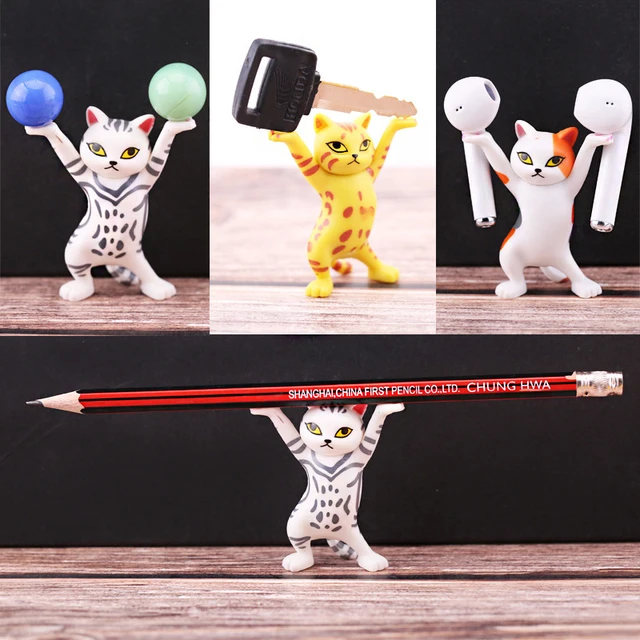 Japanese Enchanting Cat Pen Holder Coffin Dance Bracket Cute For 3 2 Funny Cat Handmade Desktop Decoration Figurines