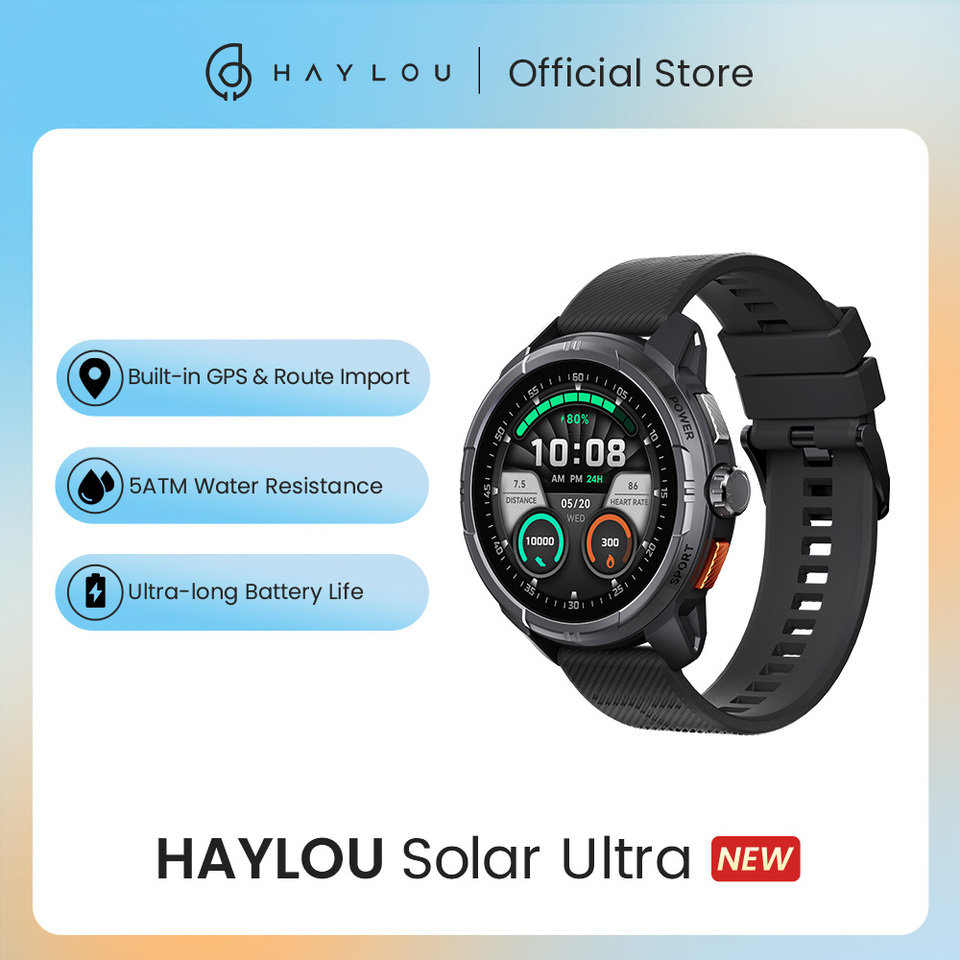 HAYLOU Solar Ultra GPS Smartwatch 1.6” AMOLED Display 5ATM Waterproof Built-in GPS Bluetooth Phone Calls Sports Smart Watch