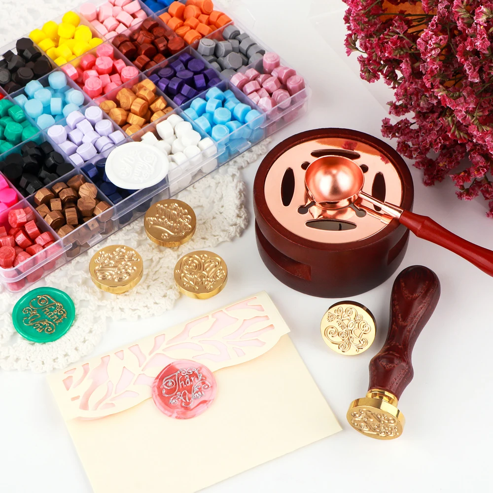 

Thank You Wax Seal Stamp Set Love Best Wishes Stamp Sealing Wax Kit for Envelopes Wax Seal Bundle Diy Craft Supplies Decoration