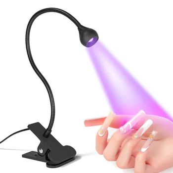 Lampada UV per asciugare le unghie, 395nm, con clip da tavolo, mini USB, per unghie in gel, manicure, strumenti da salone.
