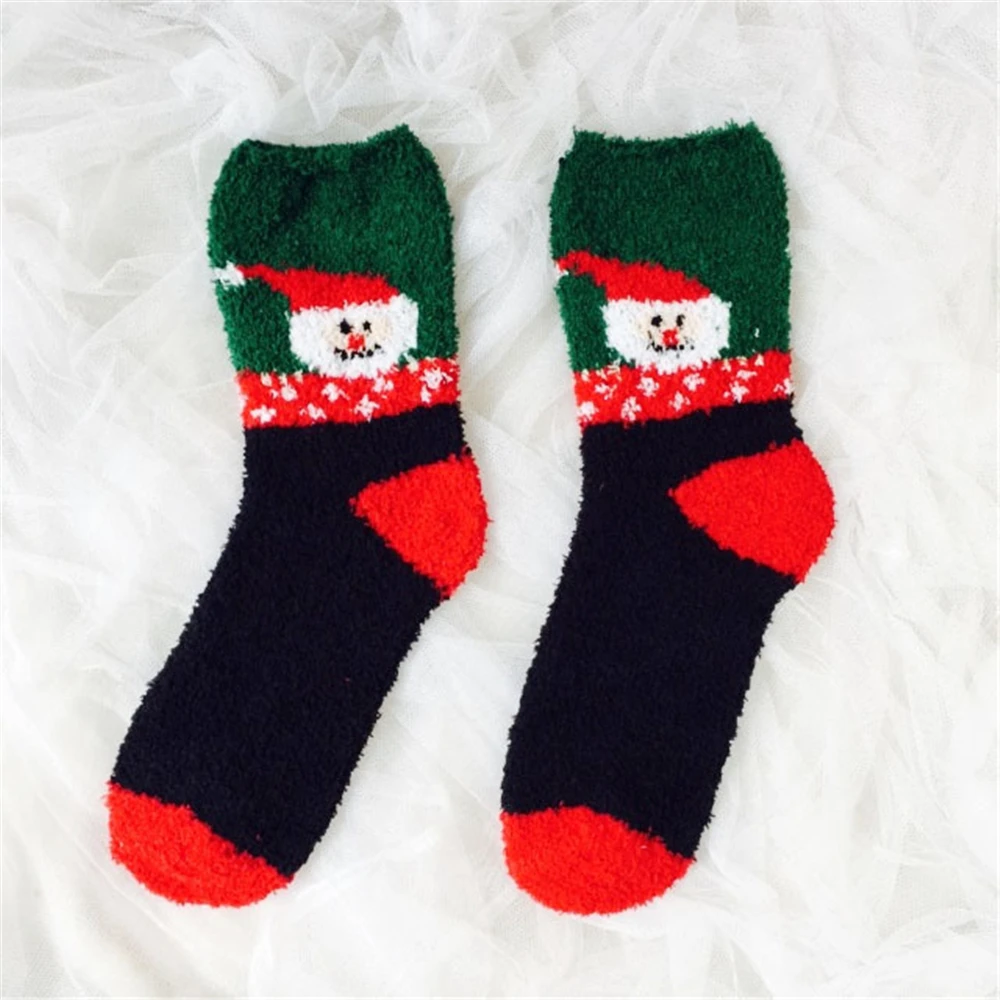 3 Paare/los Weihnachten Verdickung Frauen Schöne Plüsch Warm Halten Schlafen Schlafzimmer Lustige Nette Socken Winter Kawaii Neuheit Geschenk – Detail 26