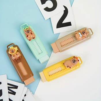 Confezione da 3 Gomme da Cancellare a Forma di Capibara, Stile Casuale, Morbide, per la Scuola, Pulite e Senza Residui, Gomme da Cancellare per Ufficio e Studenti, Gomme da Cancellare Carine, Cancelleria per Ufficio, Regali per le Feste