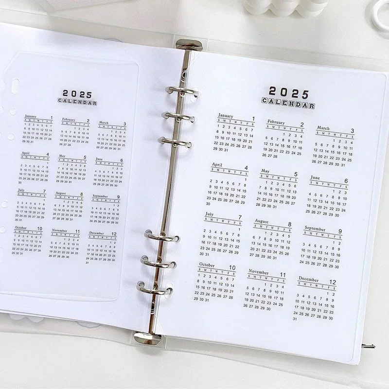 Fromthenon 2024 2025 Year Calendar Index Dividers Watercolor Refill A5 A6 6 Holes Leaf Spiral Notebook Diary School Stationery 2