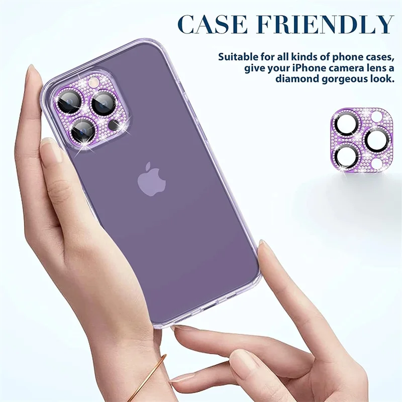 GlamourShield: Sparkling Rhinestone Camera Lens Protector Glass
