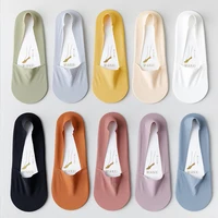 5 paires de chaussettes respirantes invisibles en Silicone pour femmes, antidérapantes, couleur unie, chaussettes de bateau confortables de haute qualité, sans spectacle, Ultra-fines 6