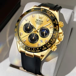 OLEVS Gold Men's Luxury Luminous Waterproof Chronograph Watch (Gold)
