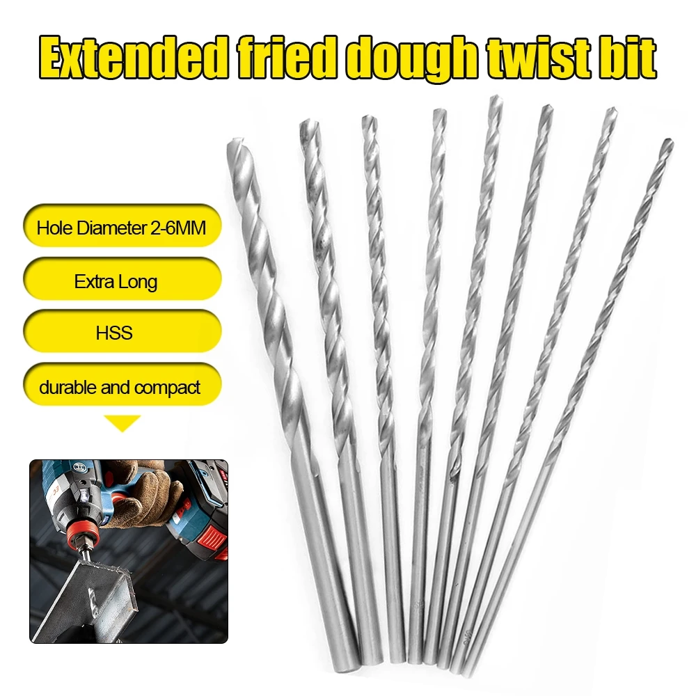 Extra Long HSS Straight Shank Drill Bit Set 2-6mm Diameter 160-300mm Length Twist Drill Bits Hole Saw Cutter Drilling Kit