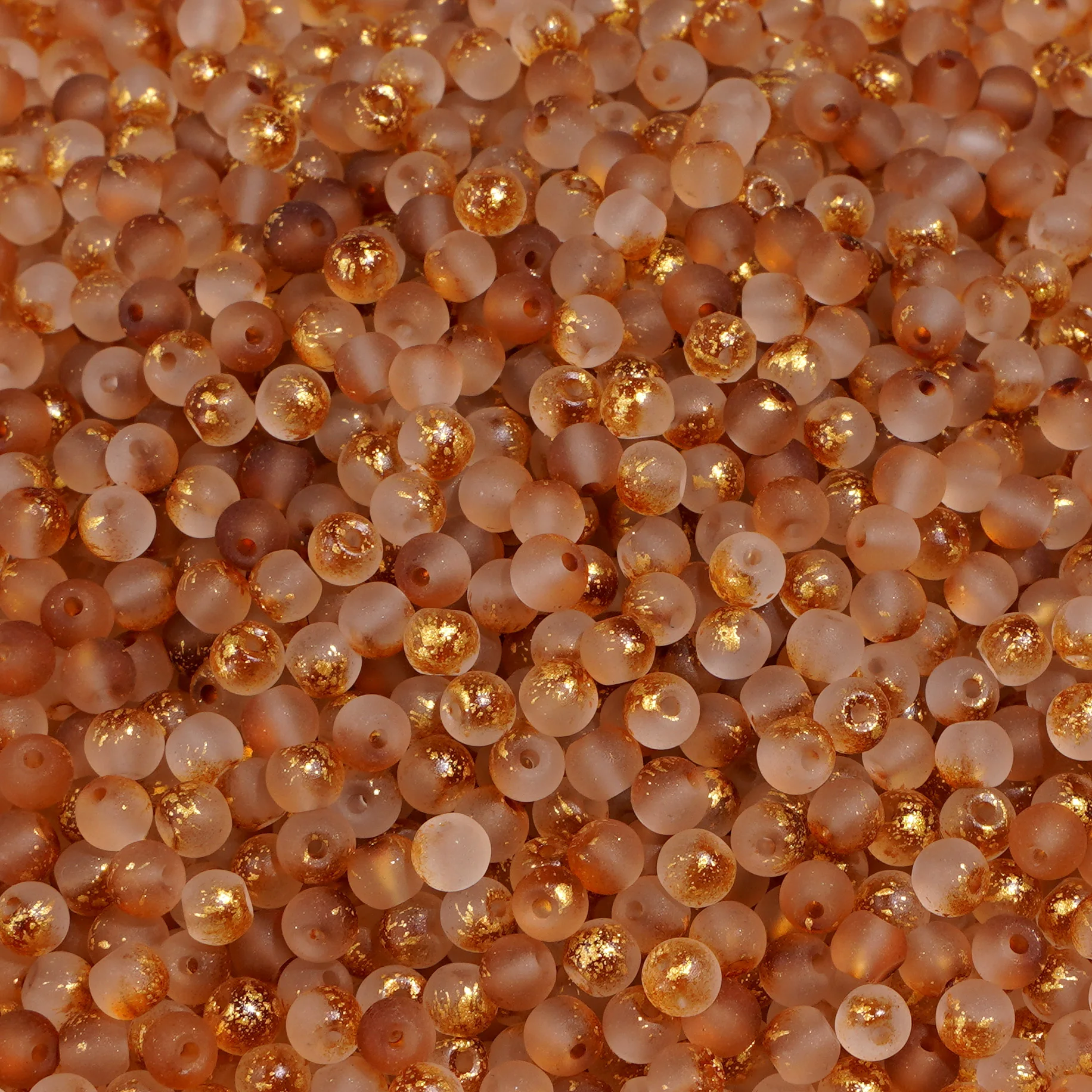 Premium Frosted Gold Splattered Glass Beads for DIY Jewelry - 100Pcs, 4mm
