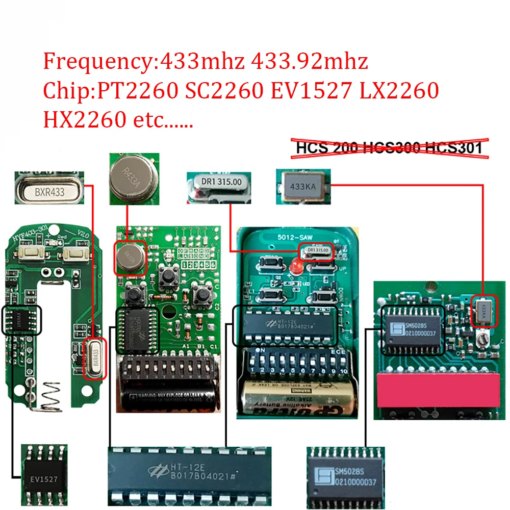 Clone TOP 432EE 432EV 432NA 434EE 434EV 434NA 432 434 EE EV NA Garage Door Remote Control Duplicator 433.92MHz Fixed Code