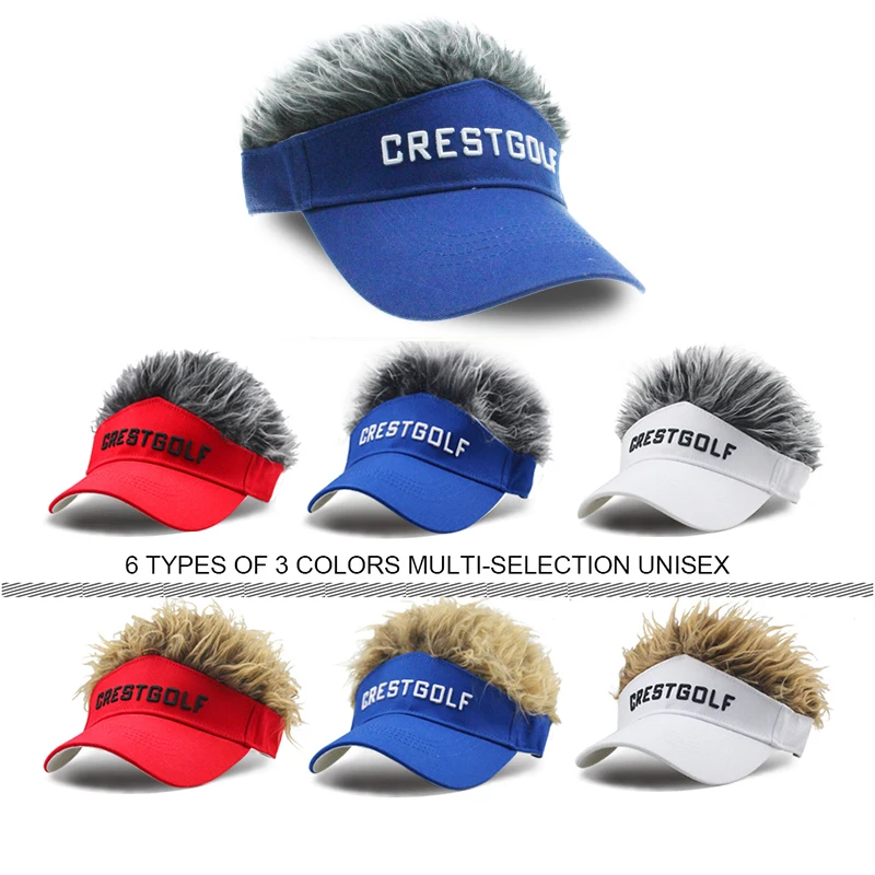 Golf Caps Adjustable Fake Hair Golf Cap Men Hat Wig/ Hair Golf Baseball Caps