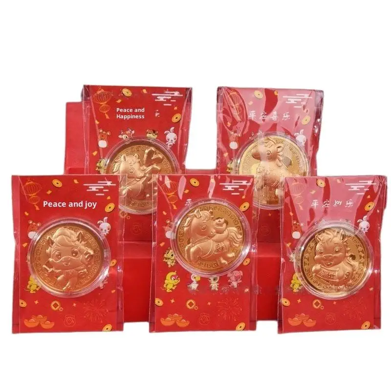 1/3Pcs Year Of The Horse Commemorative Medal 2026 Zodiac Horse Imitation Gold Foil Card Souvenir Coin Metal Crafts Gift