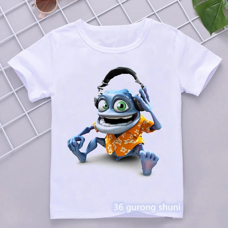 T-Shirt For Boys Crazy Frog Anime Cartoon Print Children'S Tshirts Hip-Hop Boys Clothes White Short-Sleeved Tops Drop Shipping 2