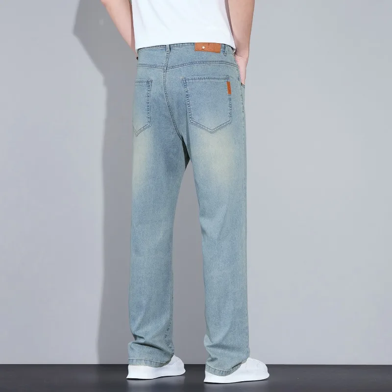 Summer Cool, Breathable, Thin Jeans for Men, Loose, Straight, Soft, Comfortable, Versatile Casual Pants,business Office Trousers